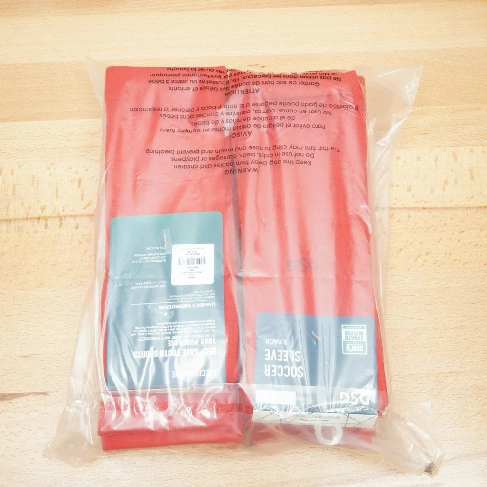 DSG Soccer Sleeve L/XL Red 4 Pack 8 Sleeves Total Performance Sports Unisex
